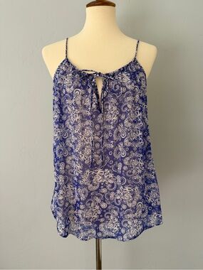 Club Monaco Cobalt Blue Paisley Floral Spaghetti Strap Cami - Size M